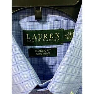 Lauren Ralph Lauren Classic Fit Non-Iron Blue Check Dress Shirt 17 w/ 36/37